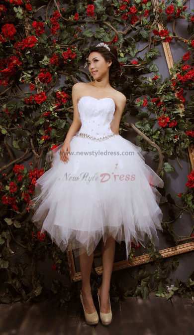 Ball Gown White Feathers Tiered Short Cocktail Dresses nm-0142