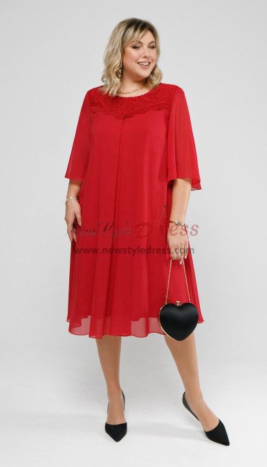 Comfortable Red Modern Mid-Calf-Length Mother of the Bride Dresses, Loose Women