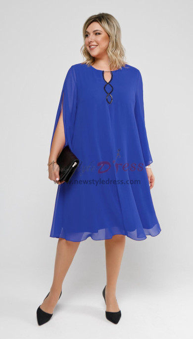 Effortlessly Comfortable Royal Blue Chiffon Mother of the Bride Dresses, Loose Women