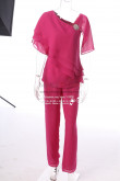 2022 Two piece Fuchsia chiffon trousers suit Mother of the bride pant suits for wedding MT001702