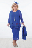 Royal Blue Plus Size Two piece Comfortable Chiffon Mother of the Bride Dresses nmo-593