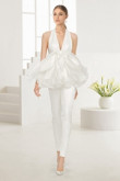 Deep V-neck Bridal Jumpsuit Halter wedding Gown wps-129
