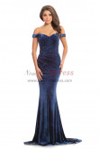 2023 Off the Shoulder Sheath Prom Dresses, Dark Navy Classic Glass Drill Wedding Party Dresses pds-0011-2