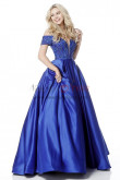 2023 Off the Shoulder Sweetheart Prom Dresses, Hand Beading Royal Blue Wedding Party Dresses pds-0054-1