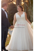 2023 Plus Size A-line Wedding Dresses, Gorgeous Lace Up V-neck Bride Dresses bds-0033