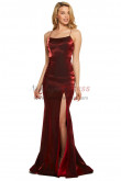 2023 Spaghetti Wine Sheath Prom Dresses, Burgundy Glamorous Slit Wedding Party Dresses pds-0008-2