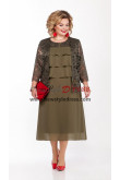 2 Piece flaxen Mother Of The Bride Dresses with Lace Jacket, Mid-Calf Women's Dresses nmo-883