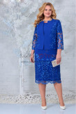 2PC Royal Blue Mother of the Bride Dresses With Jacket, Mid-Calf-Length Wedding Guest Dresses mds-0050-4
