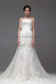 Backless Lace Chapel Train Hand beading Mermaid Strapless Wedding Dresses nw-0223