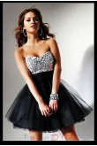 Chest With Crystal Bottom Design black Tulle Homecoming Dress nm-0269
