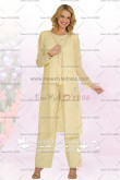 Daffodil Spring Chiffon Three Piece mother of the bride pants set with long coat nmo-047