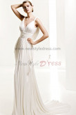 Hot Sale Deep V-Neck Empire Elegant Chiffon Ivory Beach Wedding Dress nw-0283