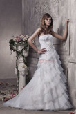 Elegant Tiered Sweep Train White Strapless Wedding Dress nw-0298