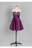 Fuchsia Chest with beading Lace Up Satin Pleat Party dresses nm-0007