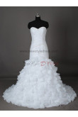 A-Line Elegant Lace Up Tassel Organza Beading Summer Tiered wedding dresses nw-0011