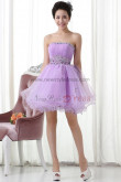 Lilac Ruched a-line Above Knee/Mini Hand beading homecoming dress nm-0185
