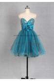 Navy blue Sequined Sweetheart Tulle Waist with a Flowers Above KneeMini Homecoming dresses nm-0013