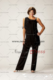 New Arrival Sleeveless Black Chiffon mother of the bride trousers suit nmo-002