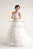One Shoulder Princess lovely Glamorous Court Train Handmade flower Wedding Dresses nw-0088