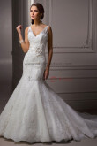 Sheer Straps Mermaid lace Sheath Glamorous Waist With Flower wedding dresses nw-0188