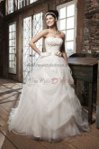 Strapless Ruched ball gown Waist With flower Elegant wedding dress nw-0253