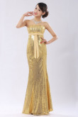 Gold Strapless Sequins Mermaid Prom Dresses long Discount nm-0174