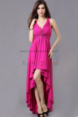 Tank V-neck rose red Chest With beading High-low Cocktail Dresses np-0353