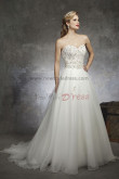 White Sweep Train Princess Chest Appliques Sweetheart a-line Discount wedding dress nw-0143