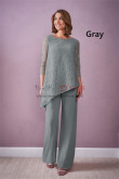 Asymmetry Mother of the Bride Outfits,Gray Lace Discount Mother of the Bride Pant Suits mos-0004-5