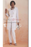 Beautiful Wihte three piece dress suit for wedding mother of the bride chiffon pant suits nmo-183