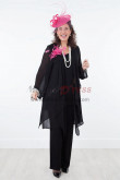 Black loose Mother of the Bride Pants Suits Chiffon nmo-299