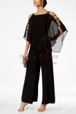 Black Overlay Top Mother of the bride pants suits Chiffon Two piece outfit 2019 New style nmo-377