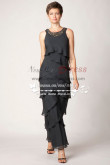 Black Tiered mother's dress of cascade type gauze cms-085