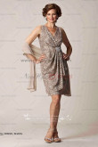 champagne Loose two piece lace mother of the bride dress with chiffon shawl cms-039