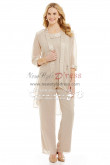 Champagne chiffon outfits for wedding Mother of the bride pant suits Comfortable Plus size Pantset nmo-258