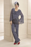 Charcoal Gray Pants suit for mother of the bride Special occasion nmo-679
