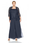 Charcoal larger size lace Mother Of The Bride dress Pant Suits nmo-485