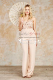 Charming pink chiffon Bridal jumpsuits dress for spring wedding wps-096