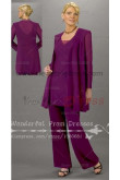 Cheap Purple Chiffon Three Piece mother of the bride dress pants sets nmo-069