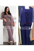 Plus size Royal blue chiffon with lace Mother of the bride pant suit nmo-191