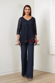 Dark Blue Lace Women's Pant Suits,2PC Mother Of The Bride Pant Suits nmo-868-7