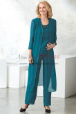 Greenblack Hunter Mother of the bride pantsuit Layered dress with Long coat nmo-452