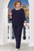 Plus size Comfortable Mother of the bride pant suits Elastic waist Trousers women's outfits nmo-571