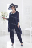 Dark Navy chiffon Mother of the bride pants suits women's outfit nmo-694