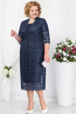 Dark navy Mother of the bride dress with jacket Plus size Mid-Calf women's outfits nmo-584