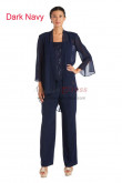 Dark Navy Mother of the Bride Pant Suits, Stretchy Waist Trousers Women's Pant Suits mos-0019-3