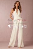 Deep-V-neek Backless bridal pant suit dresses New style wedding jumpsuit wps-036
