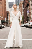 Deep V-neck Bridal Jumpsuit Modern Wedding Culottes wps-140