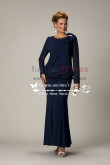 Elegant Dark navy slim-fitting Long Sleeves mother of the bride dress cms-066