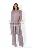 Elegant mother of the birde pant suit 3 piece outfit with lace jacket for wedding nmo-170